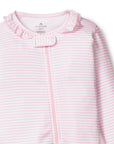 Baby Personalized Pima Ruffle Collar Romper in Pink Stripes (3-6 mo.)