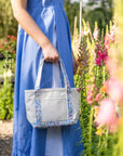 Gingham Taffy Trim Mini Tote Coated Canvas