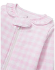 Personalized Pima Ruffle Collar Romper in Pink Gingham (0-3 mo.)