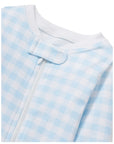 Personalized Pima Romper in Blue Gingham (0-3 mo.)