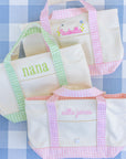 Gingham Taffy Trim Mini Tote Coated Canvas