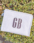Pearl Grey Gingham Large Roadie Pouch Bag
