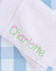 Personalized Stonewashed Basket Weave Receiving Blanket (Multiple Colors)