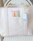 Pimlico Stripe Sand Quilted Wipeable Canvas Go Go Tote
