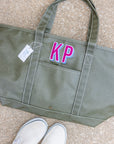 Olive Green Maxi Tote Coated Canvas