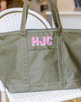 Olive Green Maxi Tote Coated Canvas
