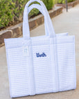 Pimlico Stripe Blue Quilted Wipeable Canvas Go Go Tote