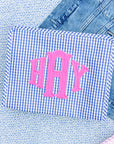 Gingham Navy Large Roadie Pouch Bag