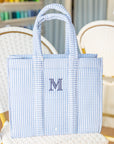 Pimlico Stripe Chambray Quilted Wipeable Canvas Go Go Tote
