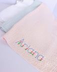 Personalized Stonewashed Basket Weave Receiving Blanket (Multiple Colors)