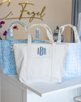 Gingham Pearl Grey Personalized TRVL Jumbo Tote