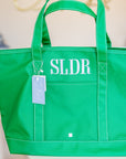 Kelly Green TRVL Medium Tote Coated Canvas