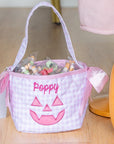 Personalized Pink Gingham Mini Trick or Treat Bucket