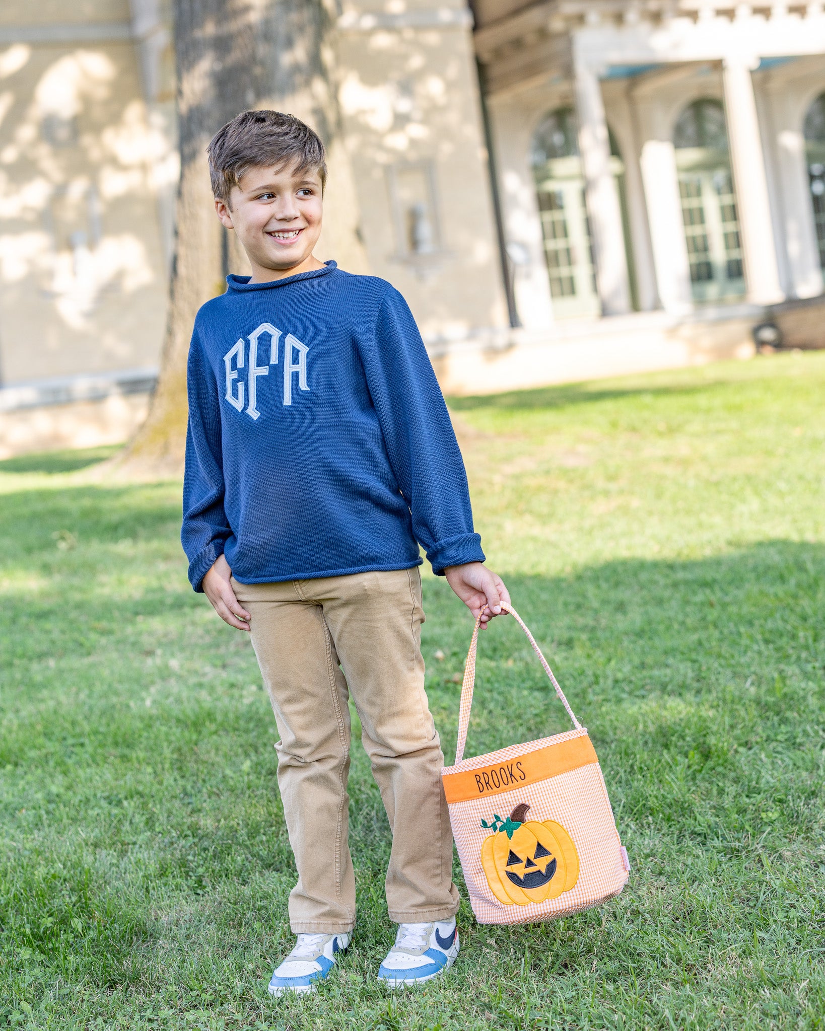 Personalized Orange Large Trick or Treat Bucket