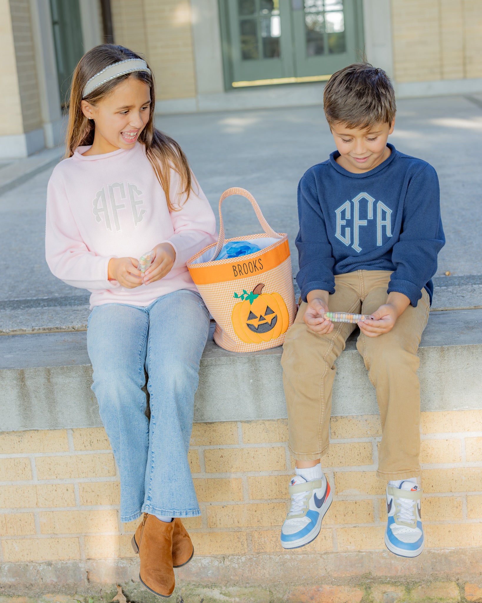 Personalized Orange Large Trick or Treat Bucket