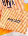 Gingham Orange Large Roadie Pouch Bag