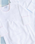 Personalized White Baby Gown with Pink Picot Trim