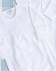 Personalized White Baby Gown with Pink Picot Trim | 0-3m
