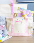 Gingham Taffy Trim Mini Tote Coated Canvas