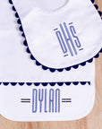 Scallop Trim Heirloom Burp Cloth (Multiple Colors)