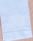 Personalized Blue Linen Blend Fingertip Towel