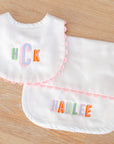 Rainbow Heirloom Personalized Baby Bib and Burp Cloth Set