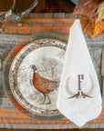 Personalized Pheasant Wreath Dinner Napkins (Set of 4)