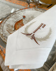 Personalized Pheasant Wreath Dinner Napkins (Set of 4)