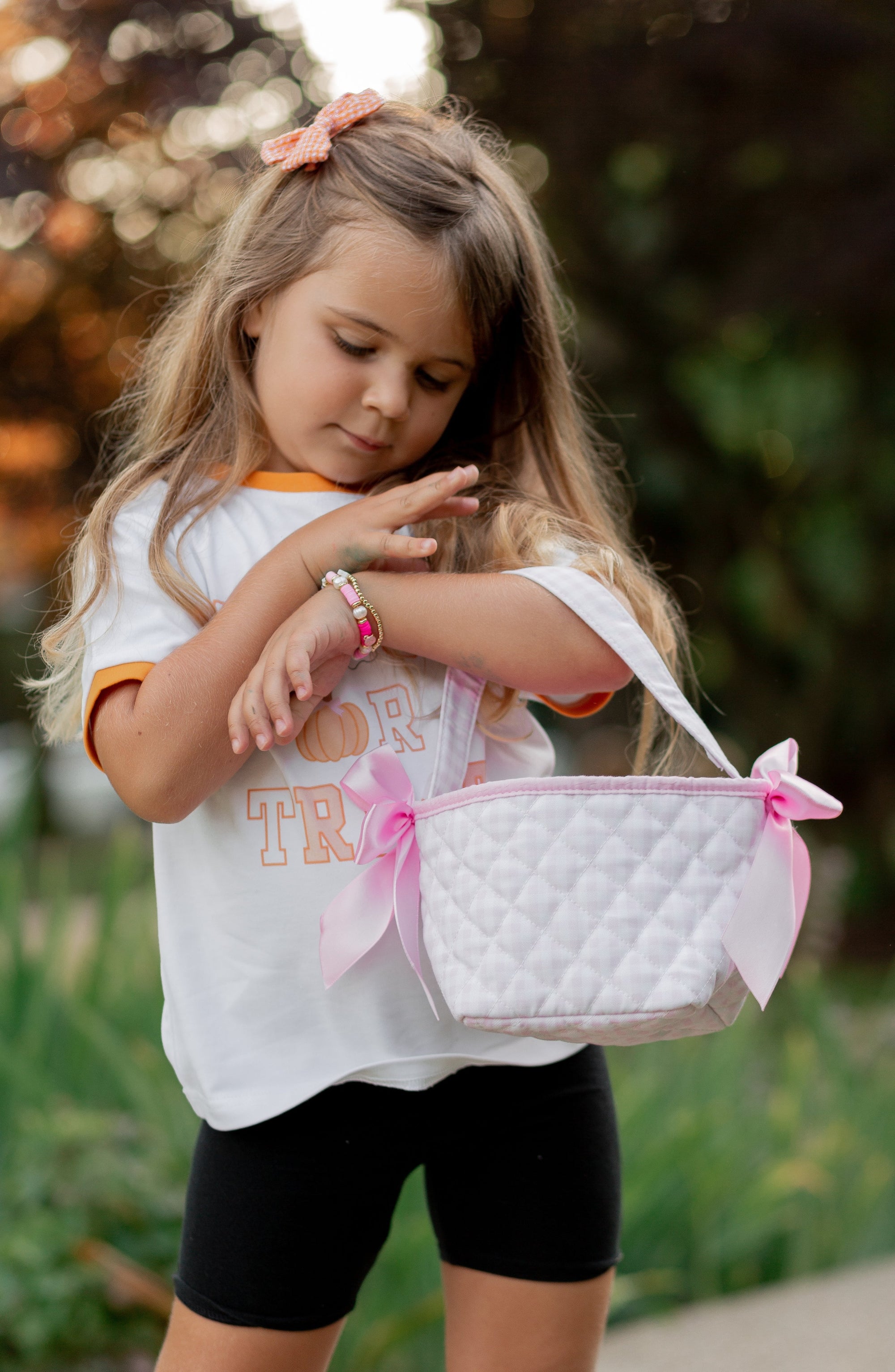 Personalized Pink Gingham Mini Trick or Treat Bucket