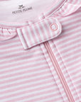 Baby Personalized Pima Ruffle Collar Romper in Pink Stripes (3-6 mo.)