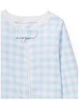 Personalized Pima Romper in Blue Gingham (0-3 mo.)