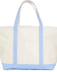 Gingham Sky Trim TRVL Maxi Tote Coated Canvas