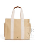 Coated Canvas Khaki Tall Tote