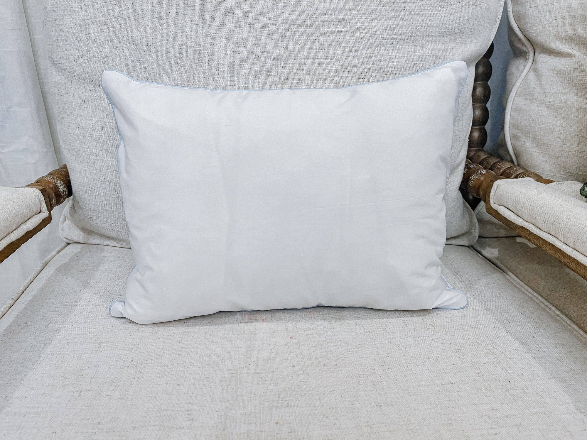 Pillowcase - Piping Edge Cotton: Navy trim / 12”x16”