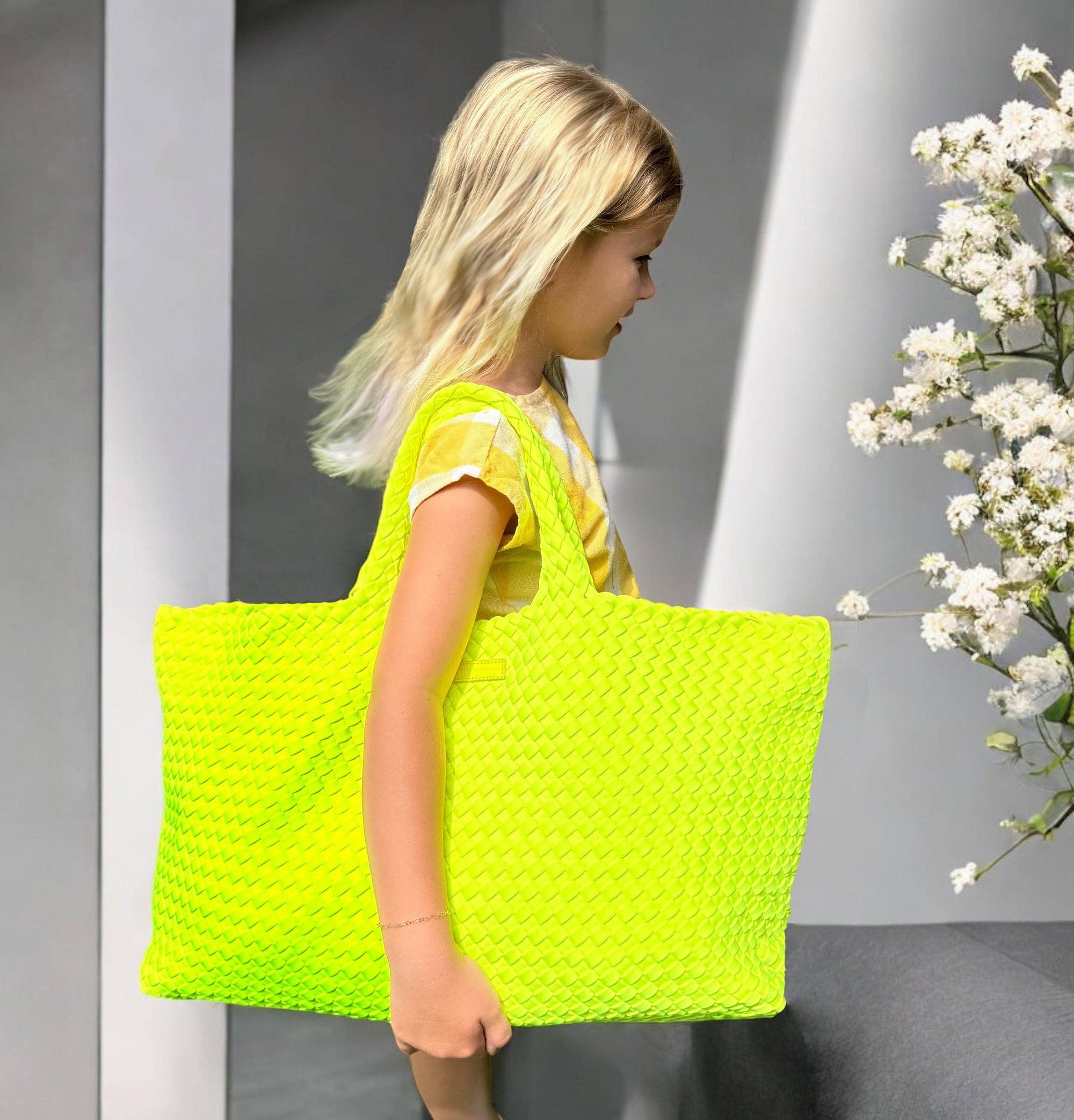 Woven Mahjong Carryall - 6 Colors: Chartreuse
