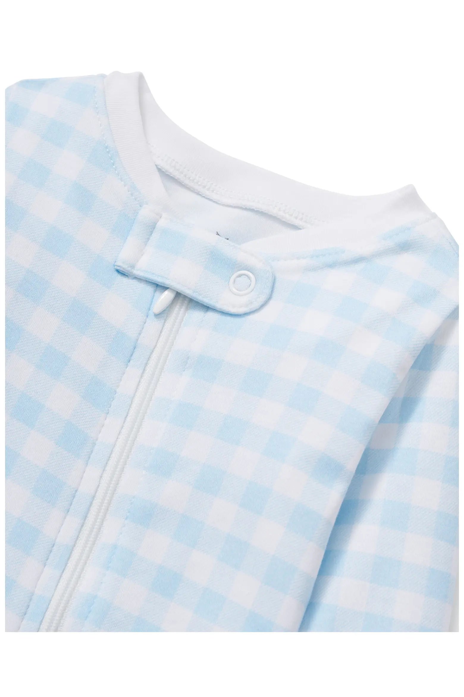 Personalized Pima Romper in Blue Gingham (0-3 mo.)