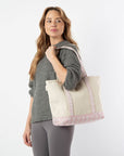 Personalized Medium Block Print Pink Canvas Tote