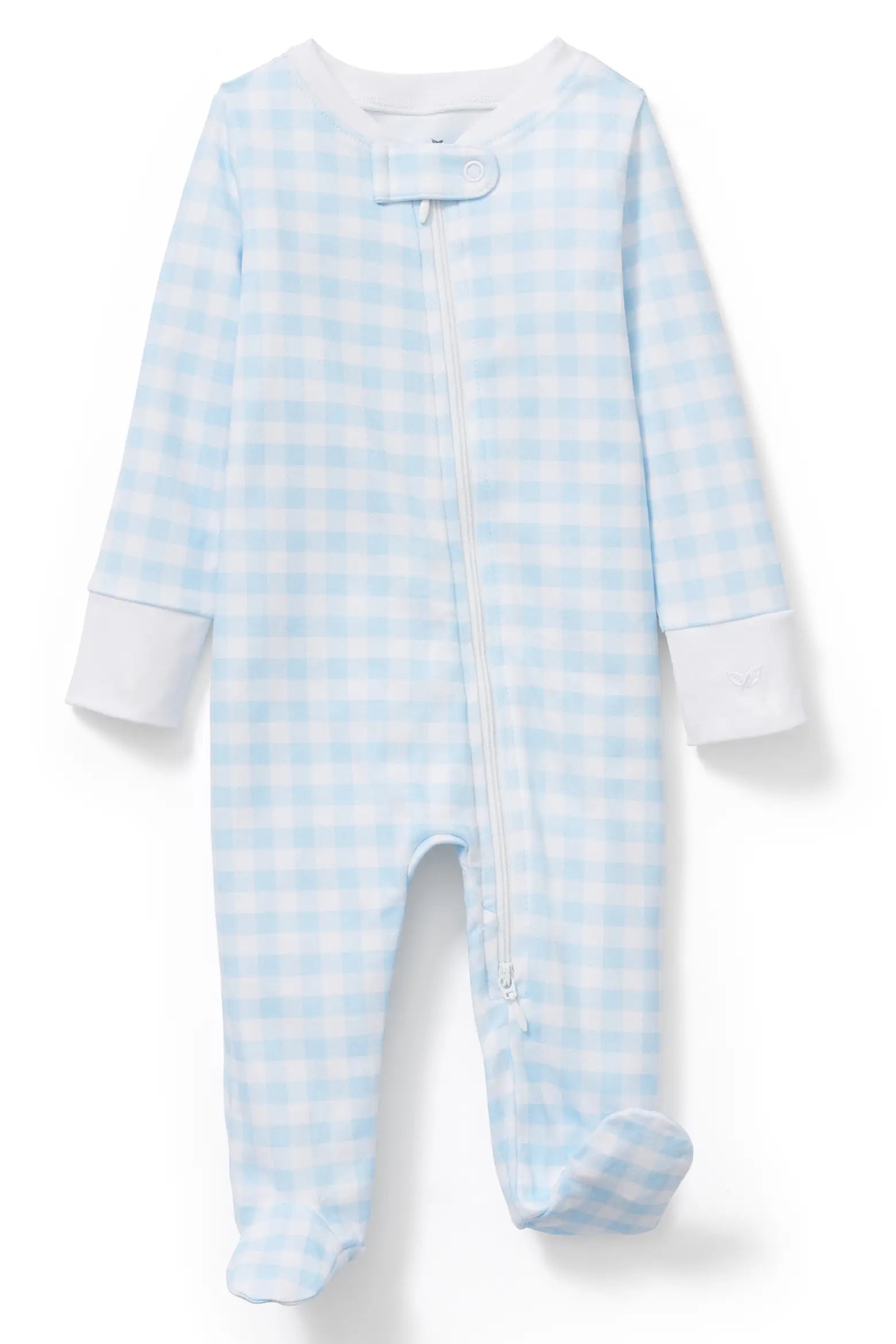 Personalized Pima Romper in Blue Gingham (0-3 mo.)
