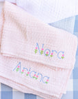 Personalized Stonewashed Basket Weave Receiving Blanket (Multiple Colors)