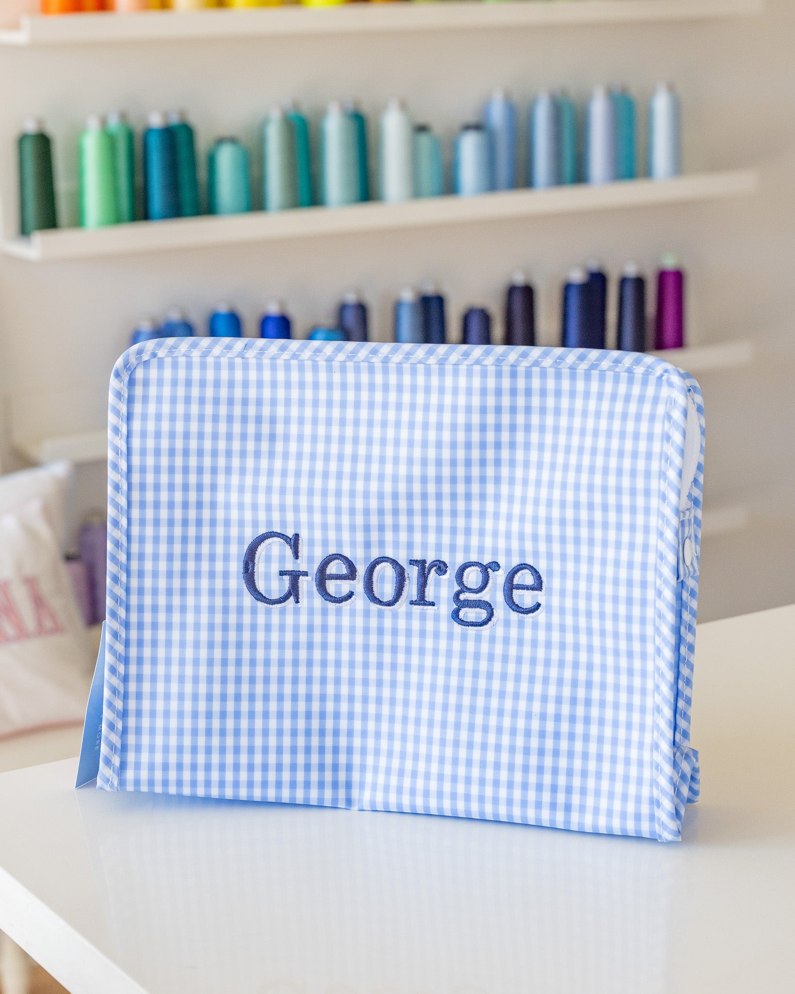 Gingham Sky Round Case