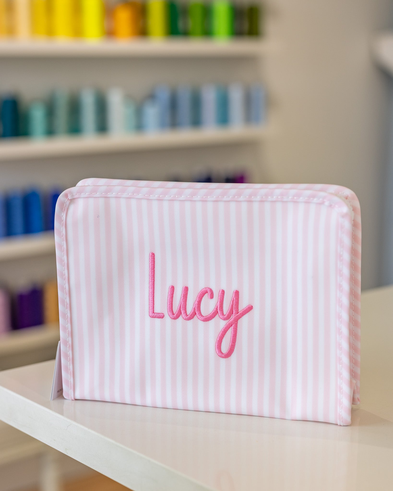 Pimlico Stripe Pink Large Roadie Pouch Bag