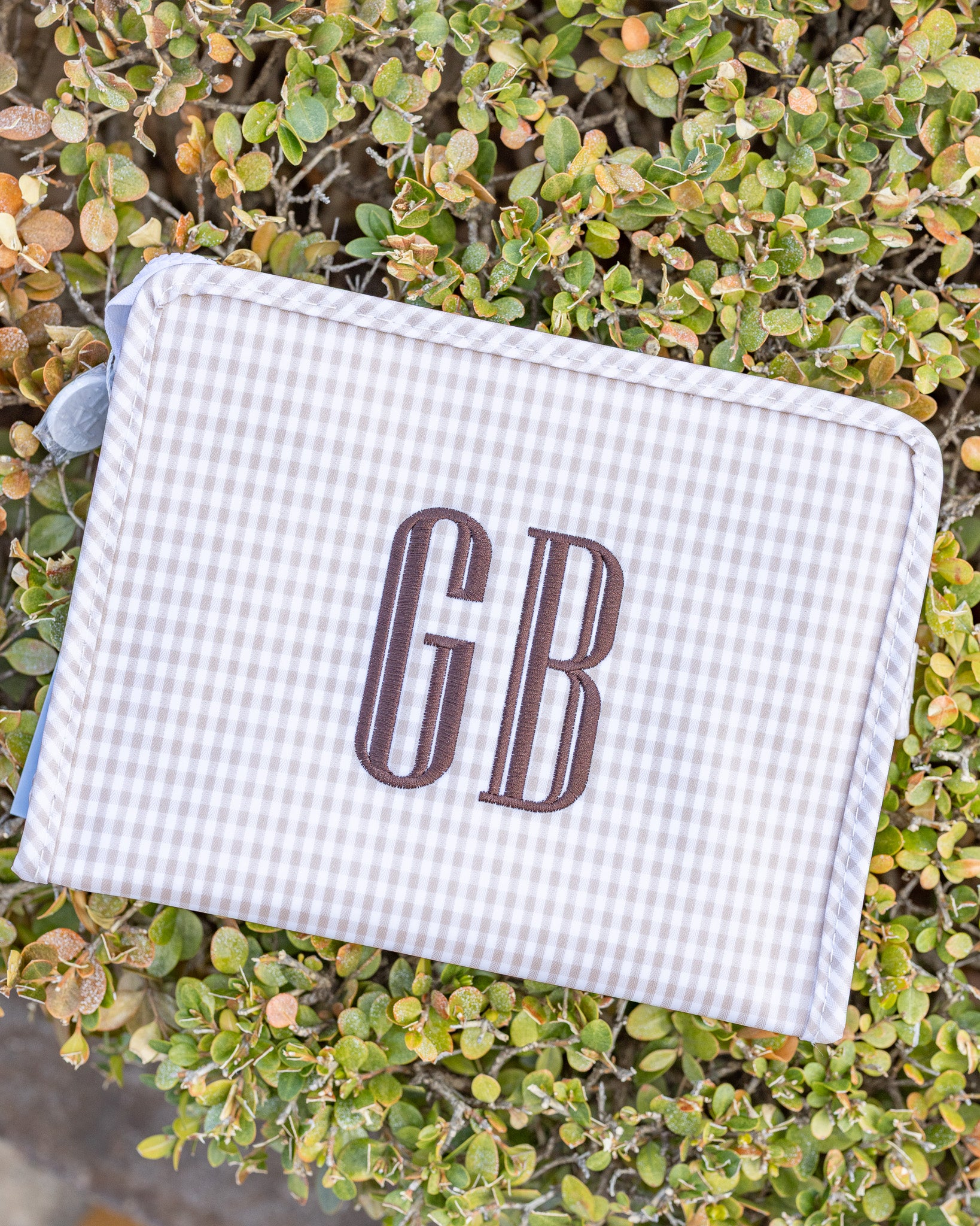 Pearl Grey Gingham Large Roadie Pouch Bag