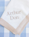 Personalized Knit Blanket with Border (Multiple Colors)
