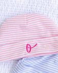 Baby Personalized Pink Pima Stripe Hat