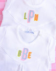 Personalized White Baby Gown with White Picot Trim