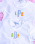 Personalized White Baby Gown with White Picot Trim