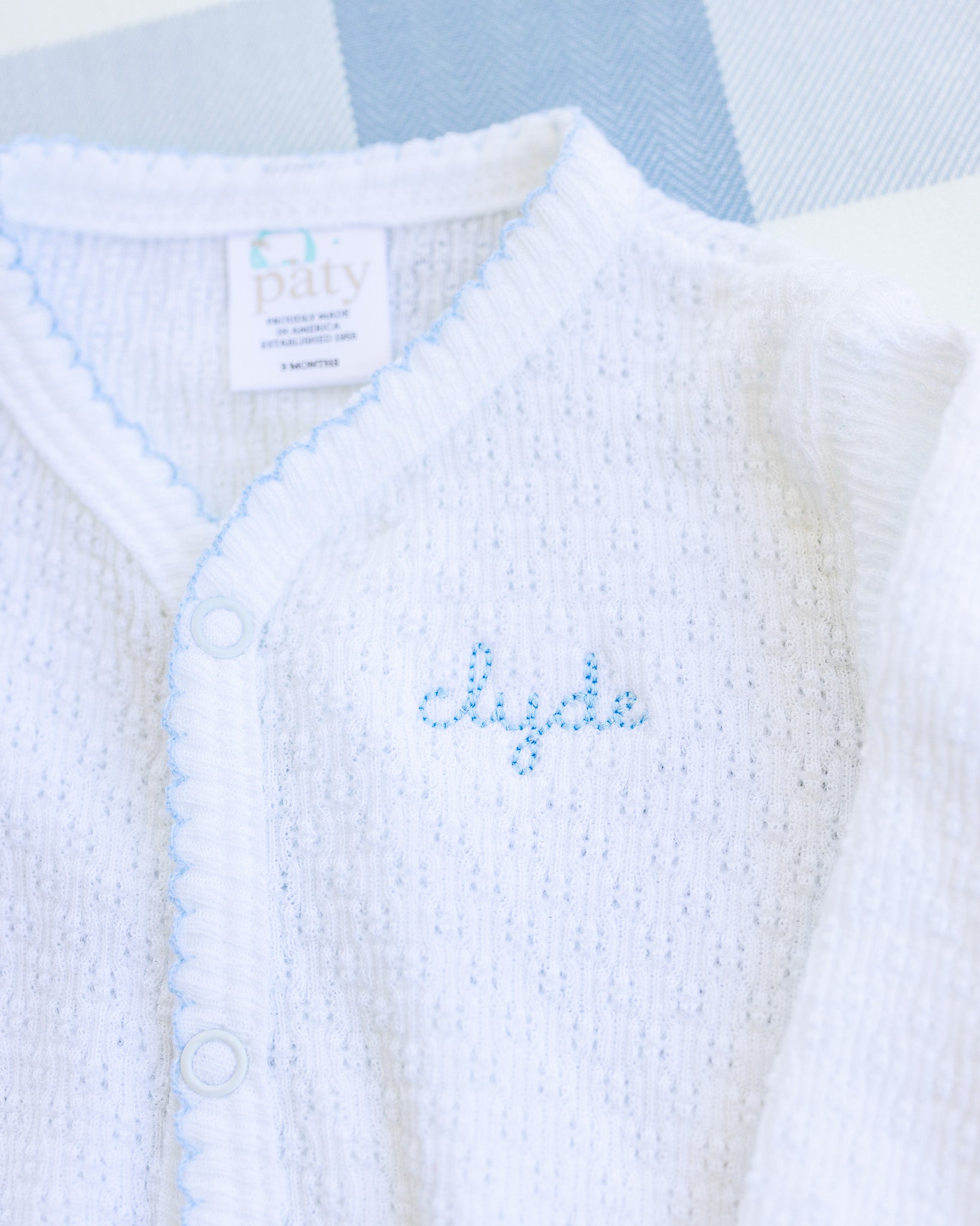 Personalized Paty Luxury Knit Footed Sleeper