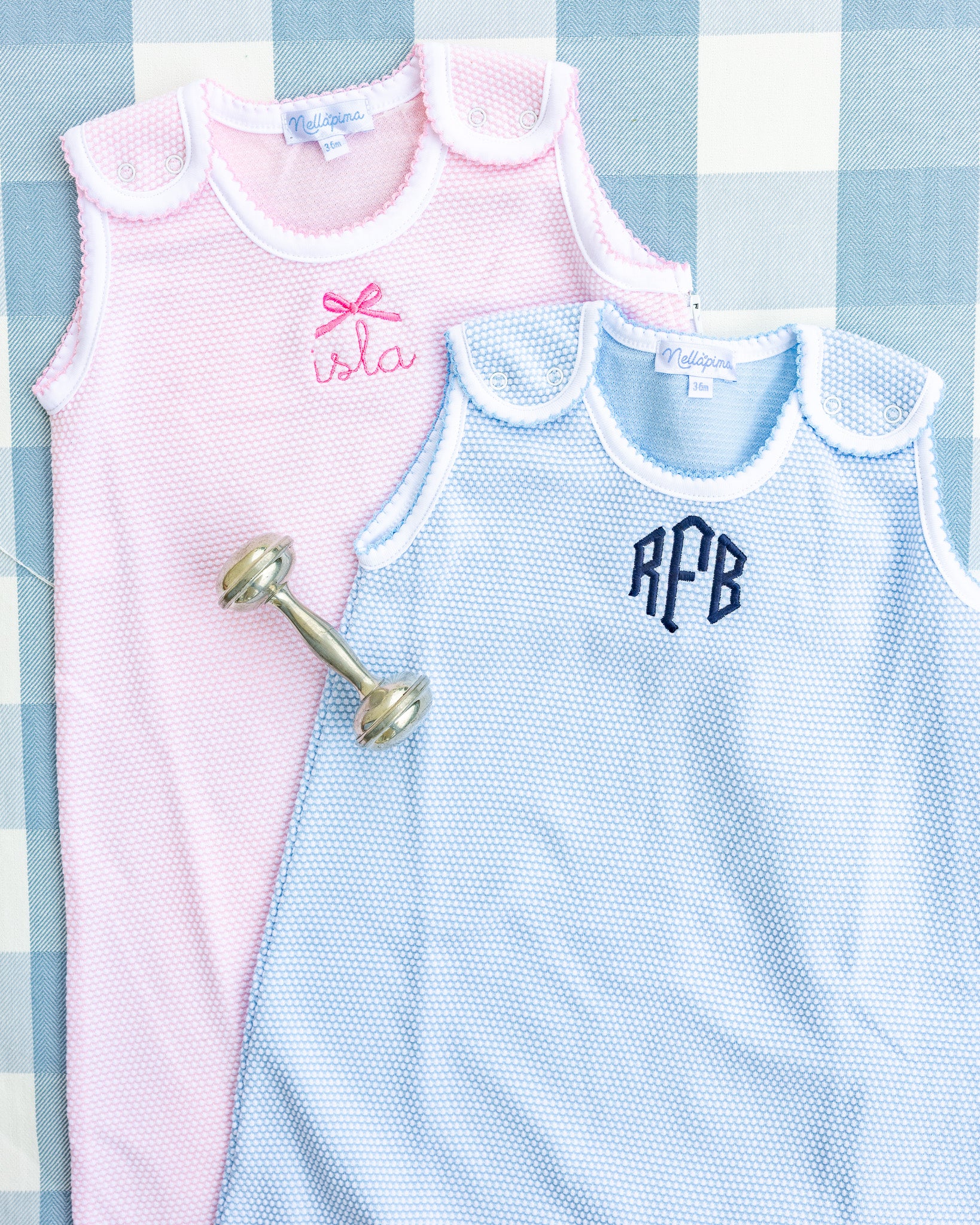 Monogrammed Blue Bubble Zipper Sack