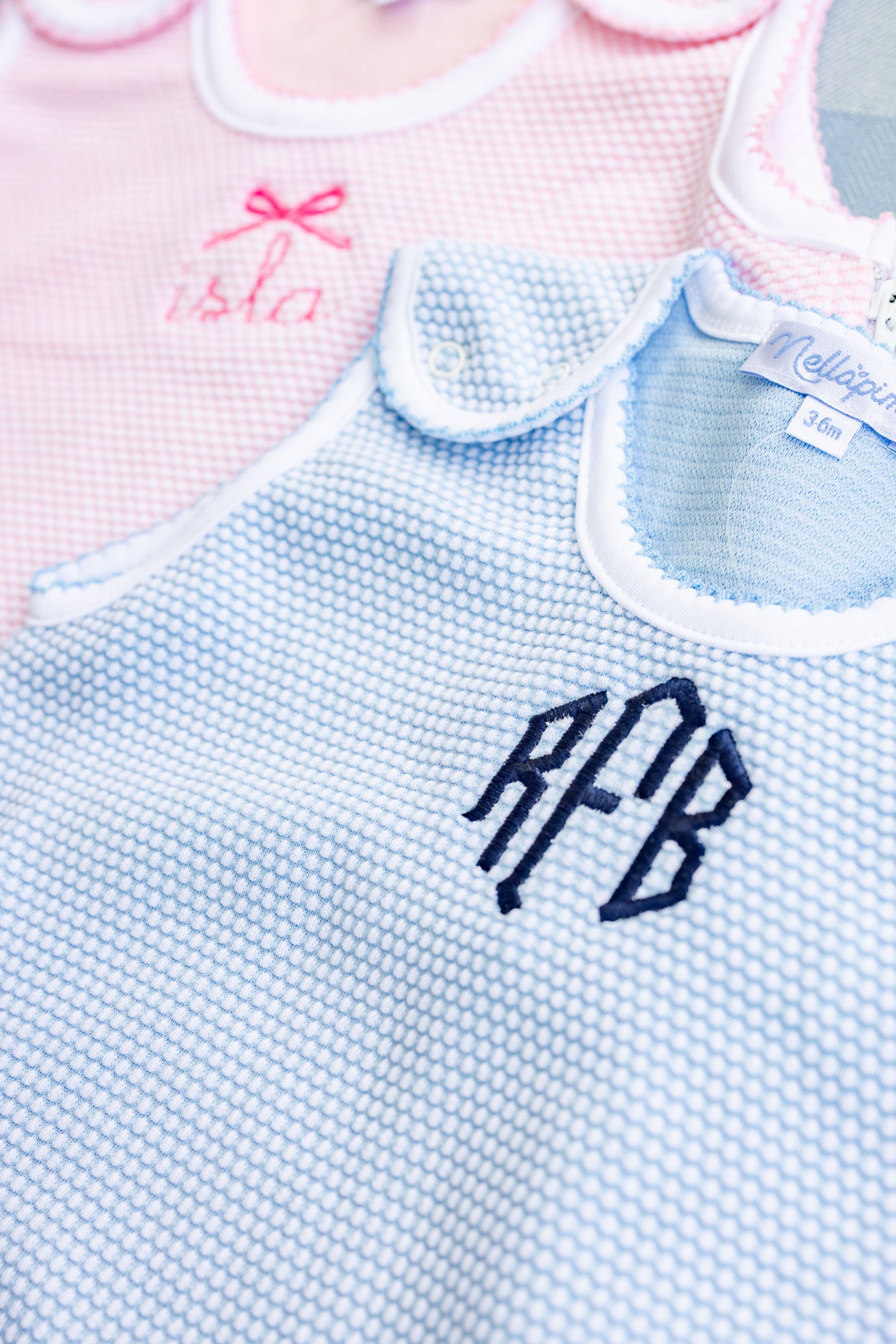 Monogrammed Blue Bubble Zipper Sack