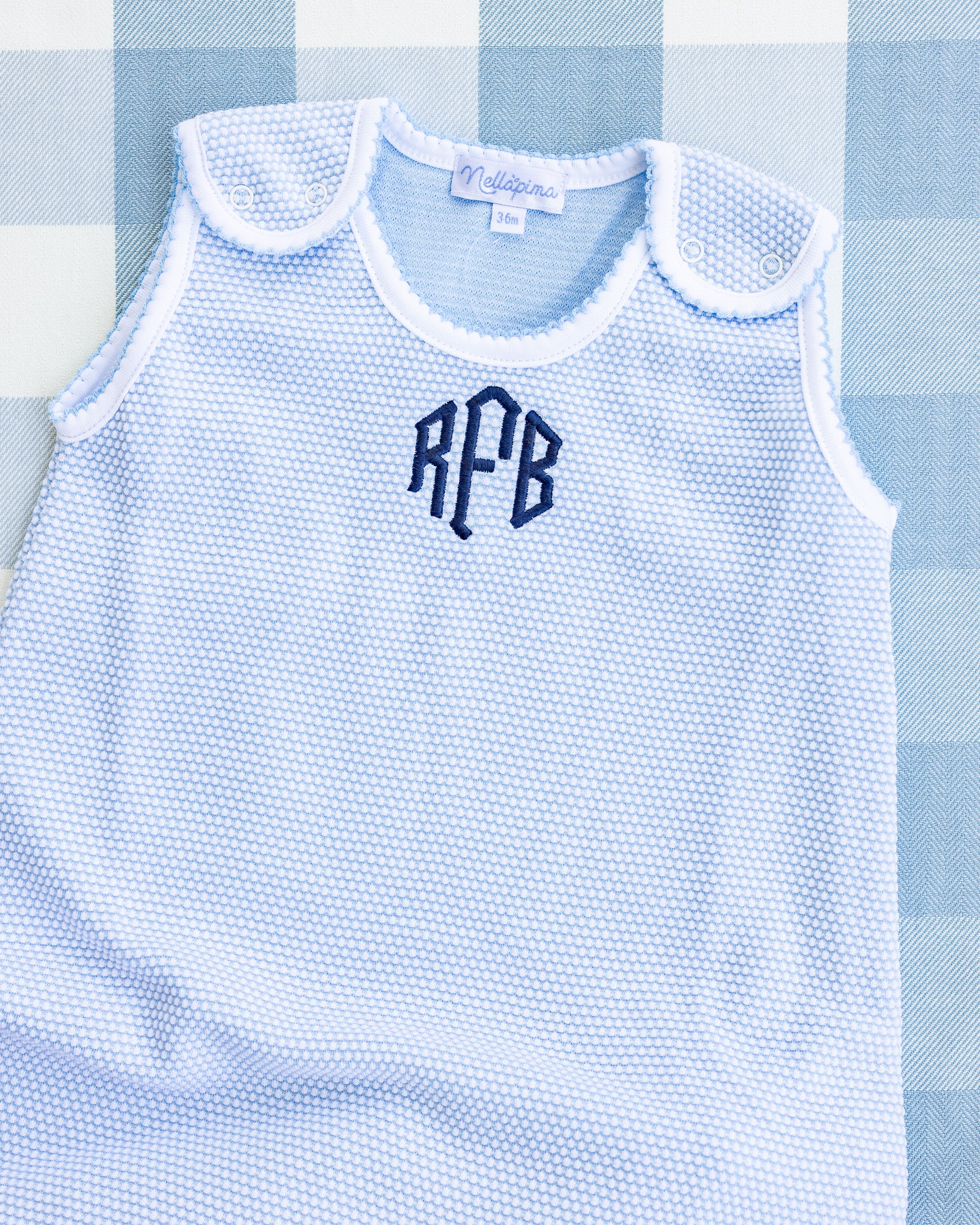 Monogrammed Blue Bubble Zipper Sack
